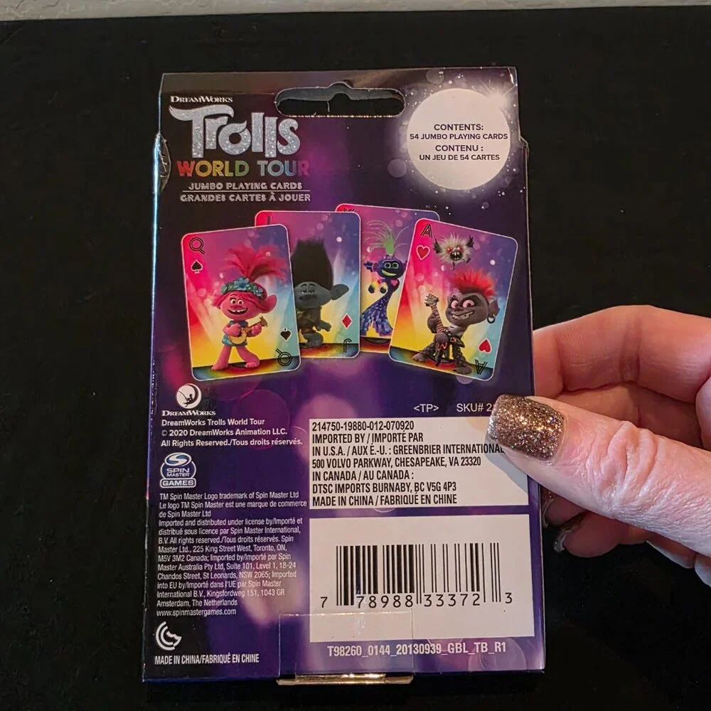 NIB Trolls World Tour Jumbo Playing Cards - 2020 DreamWorks Animation - Colorful